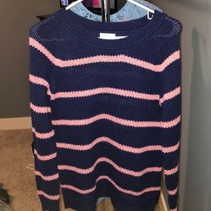 Navy and light pink striped sweater